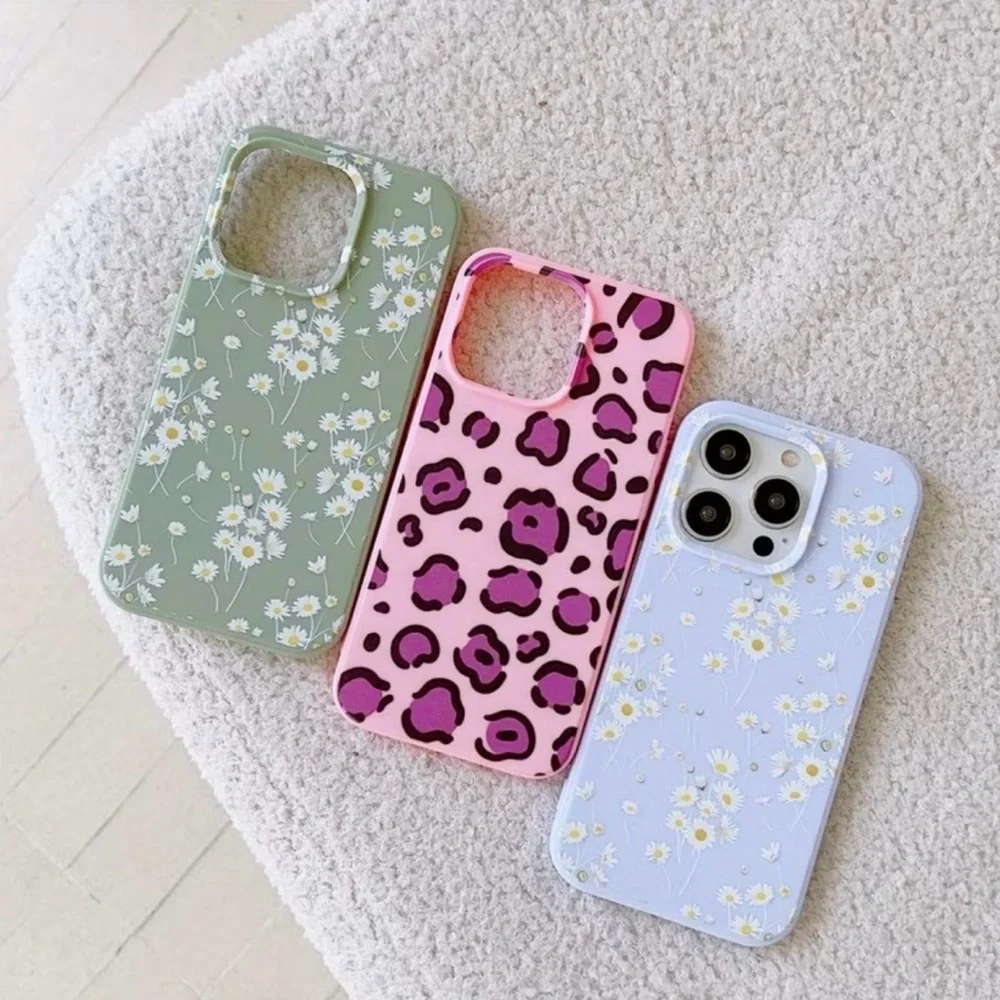 NEW Aesthetic iPhone 13 Case Trio - Daisy, Pink Cheetah & Lavender Floral